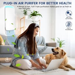 Plug-in luchtreiniger - Negatieve ionentechnologie - Stille werking voor thuisgebruik - Negatieve ionenluchtreiniger voor slaapkamer, kantoor, dierenkamer, badkamer, wit - 1-pack — thumbnail 5