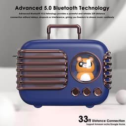 JeiibrZui Bluetooth Luidspreker - Draagbare Mini Speaker - Waterdicht 400 mAh Batterij 5 Uur Speelduur - 1 stuks - Retro Design Blauw — thumbnail 6