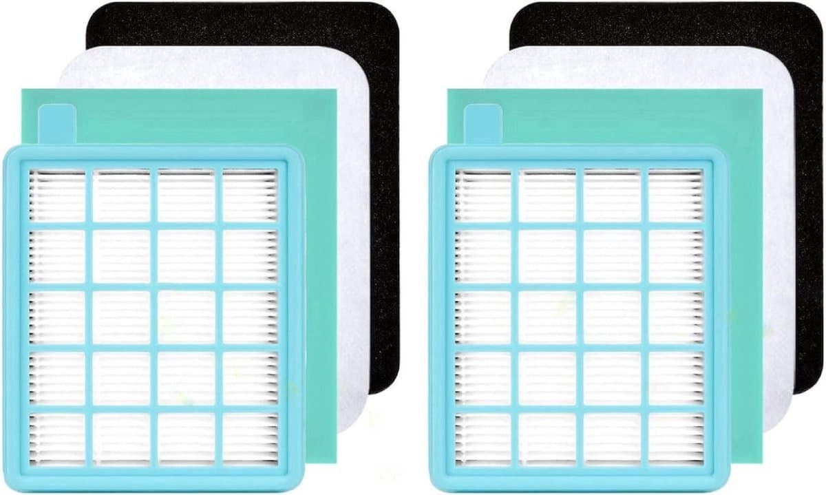 2x HEPA Filter Set geschikt voor Philips PowerPro Compact/Active Series Stofzuiger – Stofzuigerfilter Filterset Vervangingsset FC8058/01 — afbeelding 1