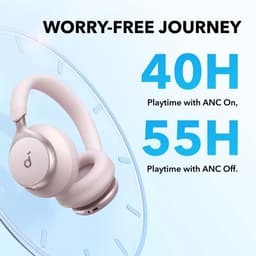 soundcore by Anker Space One Draadloze Over-ear Koptelefoon Roze - Headphones - Active Noise Cancelling, Multipoint Connection, 55 uur accuduur, Bluetooth 5.3, LDAC, Hi-Res Certified — thumbnail 3