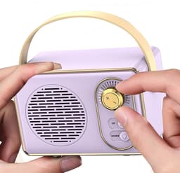JeiibrZui Retro Bluetooth-Luidspreker - Draagbare Draadloze Stereoluidspreker - Verrassend Luid Met Duidelijke Bas - 1 Stuk - Voor Thuis/Tuin/Paars — thumbnail 4