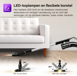 TurboTronic VS280 Cyclonic - 2-in-1 draadloze Steelstofzuiger met kruimeldief – hoge zuigkracht - 2 snelheden - 2200 mAH accu - 180W - extra accessoires - Zwart — thumbnail 6