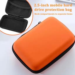 Externe harde schijfbehuizing met harde schijfvak voor 2,5-inch draagbare harde schijf HDD SSD, oranje, binnenverdeler met beschermhoes voor harde schijf van gaas — thumbnail 2