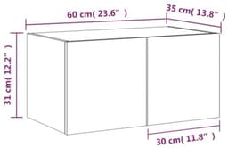 TV wandmeubel met LED verlichting 60x35x31 cm bruin eiken, muurkast, tv kast, zwevend tv meubel — thumbnail 7