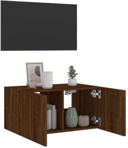 TV wandmeubel met LED verlichting 60x35x31 cm bruin eiken, muurkast, tv kast, zwevend tv meubel — thumbnail 4