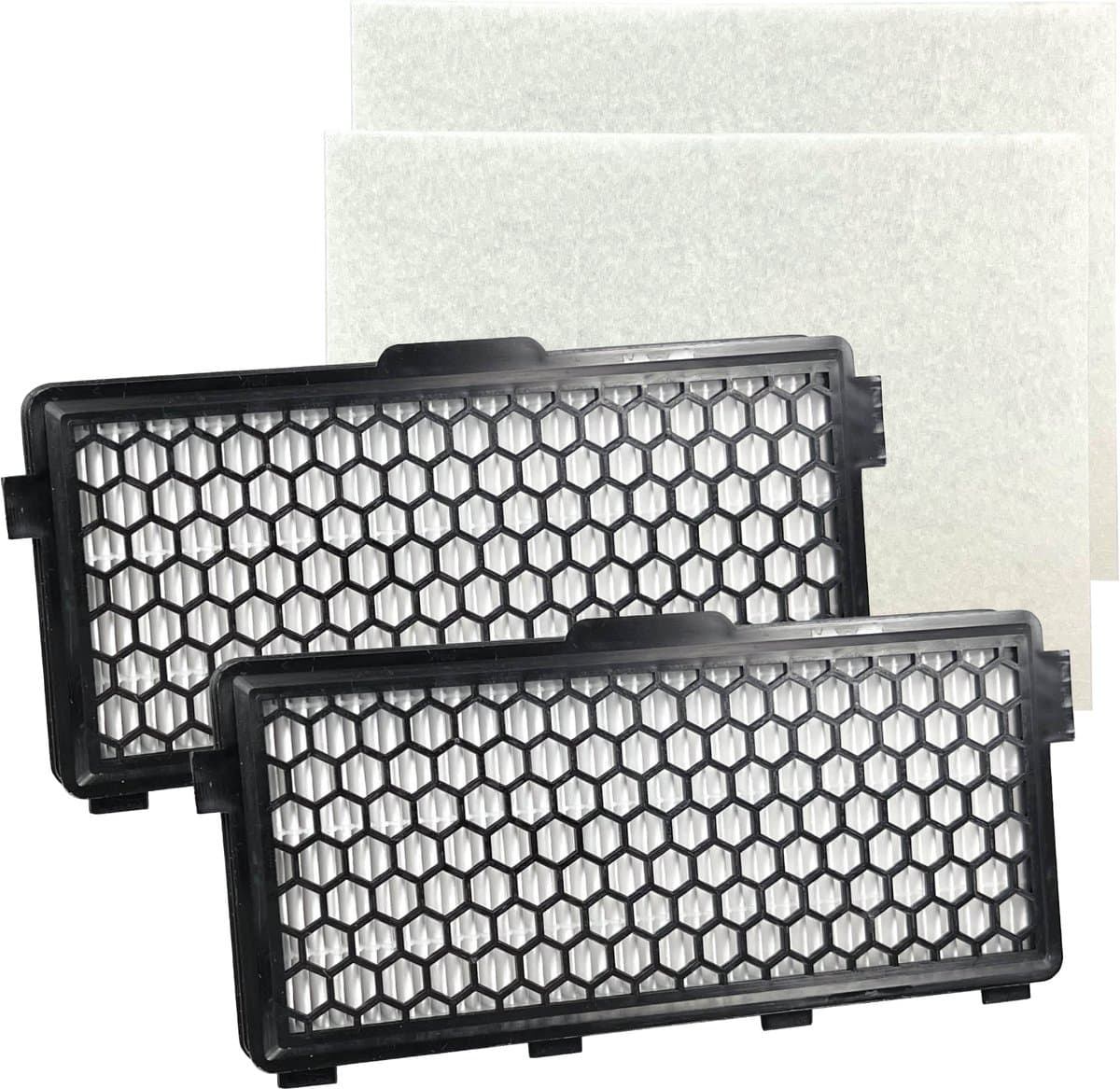 PARTS4® HEPA Filter geschikt voor Miele SF-AH50 / 7226170 | Inclusief koolstof tegen geurtjes | Set van 2 stuks + motorfilters | O.a. geschikt voor Miele Compact C1, Complete C2, Complete C3, S4 (S4000 > S4999), S5 (S5000 > S5999), S8 (S8000 > S8999) — afbeelding 1