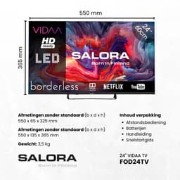 Salora FOD24HV - 24 Inch - Smart TV - HD Ready - VIDAA TV - Smart 24 inch tv - 2025 — thumbnail 5