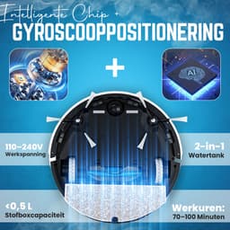 NexZone - Robotstofzuiger Met Dweilfunctie - 3500 pa - HEPA - Met Laadstation - Huisdieren - Voice Control — thumbnail 9