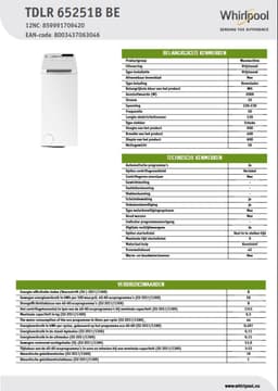 Whirlpool TDLR 65251B BE - Bovenlader Wasmachine - 6,5 kg — thumbnail 10