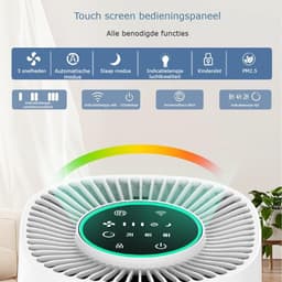 Luchtreiniger – air purifier – vervangbaar H13 HEPA filter en koolstof filter – 102m3/u – indicatie luchtkwaliteit – tegen stof, allergie, dierenharen, huisstofmijt en kooklucht – 3 snelheden, slaapstand en automatische stand – slimme luchtzuiveraar — thumbnail 4