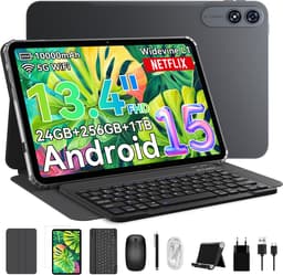 TABWEE Tablet - T60 Pro Tablet - 10000 mAh - 13.4 Inch FHD - 24GB RAM - 256GB ROM - Android 15 Tablet - SD 2TB - 5G WIFI - Grijs — thumbnail 1