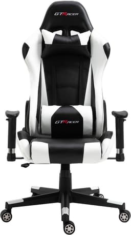 GTRacer Pro - Game Stoel - Gaming Stoel - Ergonomische Bureaustoel - Gamestoel - Verstelbaar - Gaming Chair - Zwart / Wit — thumbnail 2