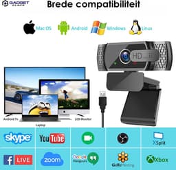 Full HD Webcam met Ruisvrije Microfoon - Incl. Tripod en Webcam Cover - 1080P - Voor Laptop en PC - Windows en Mac — thumbnail 7