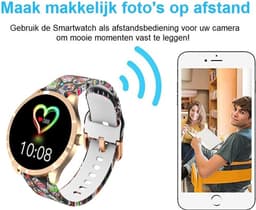 Belesy® BQSiRgSk Pro Skull - Smartwatch Dames – Smartwatch Heren - Horloge - 1.28 inch - Kleurenscherm - Stappenteller - Bloeddruk - Hartslag - 75+ Wijzerplaten – Sporten – Rose goud – Staal - Siliconen – Skull - Zwart - Kerstcadeau — thumbnail 15