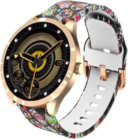 Belesy® BQSiRgSk Pro Skull - Smartwatch Dames – Smartwatch Heren - Horloge - 1.28 inch - Kleurenscherm - Stappenteller - Bloeddruk - Hartslag - 75+ Wijzerplaten – Sporten – Rose goud – Staal - Siliconen – Skull - Kerstcadeau — thumbnail 1
