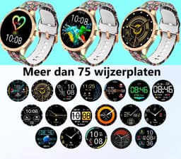 Belesy® BQSiRgSk Pro Skull - Smartwatch Dames – Smartwatch Heren - Horloge - 1.28 inch - Kleurenscherm - Stappenteller - Bloeddruk - Hartslag - 75+ Wijzerplaten – Sporten – Rose goud – Staal - Siliconen – Skull - Kerstcadeau — thumbnail 3