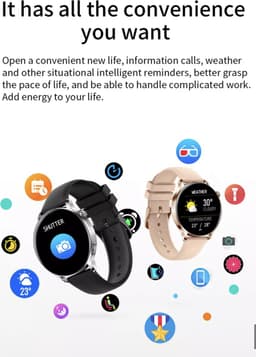 Smartwatch Rankos AK37 - sporthorloge zilver staal bandje - Fitness - Stappenteller - Hartslag - Slaapmonitor - Bluetooth bellen-Bel/message herinnering - Camera Bediening-IP67 Waterbestendig - Met APP-Weer informatie -Stopwatch - Muziek — thumbnail 18