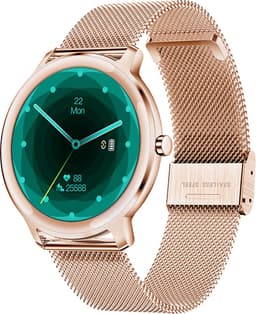 Belesy® VENUS - Smartwatch Dames Rose goud - Horloge - 1.1 inch - Kleurenscherm - Stappenteller - Bloeddruk - Hartslag - Maak je eigen wijzerplaat - Staal – Goud - Moederdag — thumbnail 12