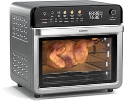 Klarstein Airfryer AirGlaze Digitale Kleuren Heteluchtfriteuse – 34 liter, 2200 W, 19 Programma's, Rotisserie, Touchscreen, 40-350 °C, Pizzasteen & Grillroosters, Roestvrij Staal, Dubbelwandige Deur, Zwart - voor Keuken - Heteluchtoven