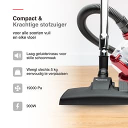 TurboTronic CV07 Stofzuiger zonder zak - Compact Design - Hoge Zuigkracht - Zakloze Stofzuiger - Rood — thumbnail 5