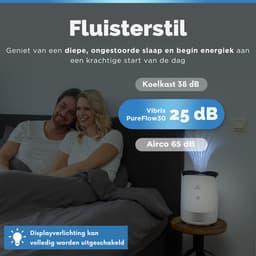 Vibrix PureFlow30 Luchtreiniger / Air Purifier – HEPA H13 + koolstoffilter – 180 m³/u – Voor kamers tot 30 m² – Ionisator – App-bediening – Zeer stil met slaapstand – Luchtkwaliteitindicator — thumbnail 4