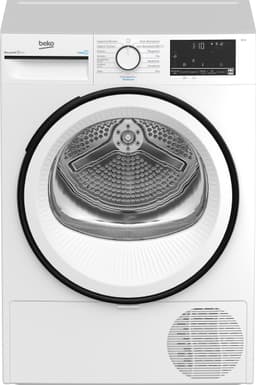 Beko B3T41230, Vrijstaand, Voorlader, Warmtepomp, Zwart, Wit, Draaiknop, Touch, Rechts — thumbnail 1