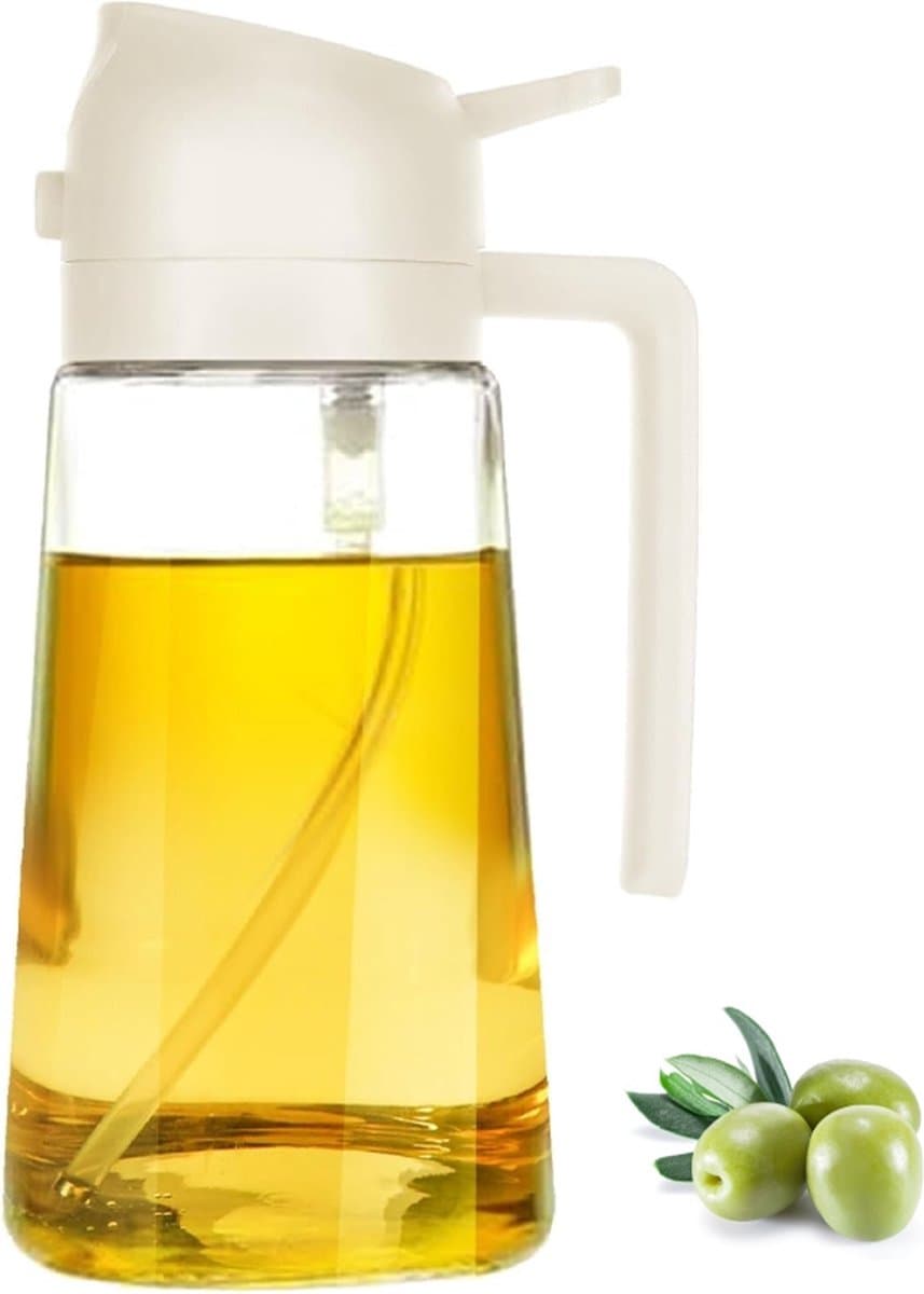 Flow Goods 2-in-1 Olijfolie Sprayer – Crème - Olijfolie Fles met Giet- en Sprayfunctie - Navulbaar Olie Glas – 470 ML – Cooking Spray - BBQ Accesoires – Airfryer — afbeelding 1