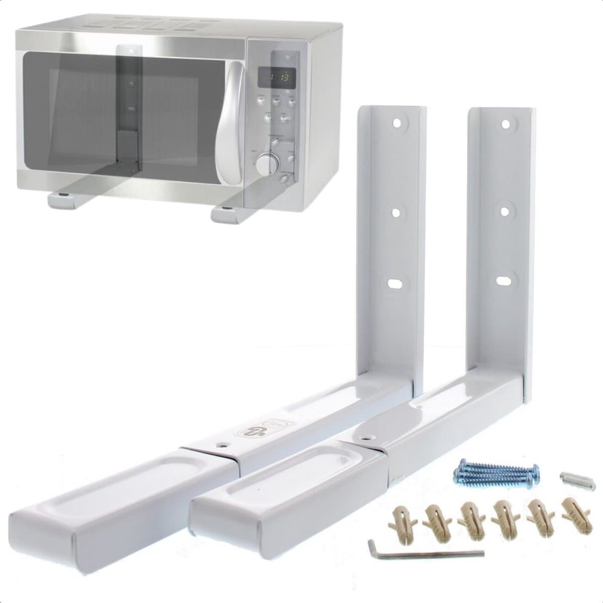 Magnetron Beugel Wit - Magnetron Beugels - Ophang Steunen - Ophangbeugel - Magnetron Ophangen - Verstelbare Wandmontage - Max 40 kg - Ruimtebesparend - Inclusief EBOOK — afbeelding 1