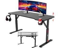 For The Win Game Bureau - 140 cm - Gaming Bureau - Hoogte Verstelbaar - Gaming Desk - Incl. Muismat - Computertafel - Gaming Tafel - Computer Bureau - Game Desk - Gaming Bureaus