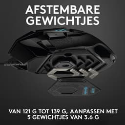 Logitech G502 HERO - Bedrade Gaming Muis - 25.600 DPI - Rechtshandig - Zwart — thumbnail 3