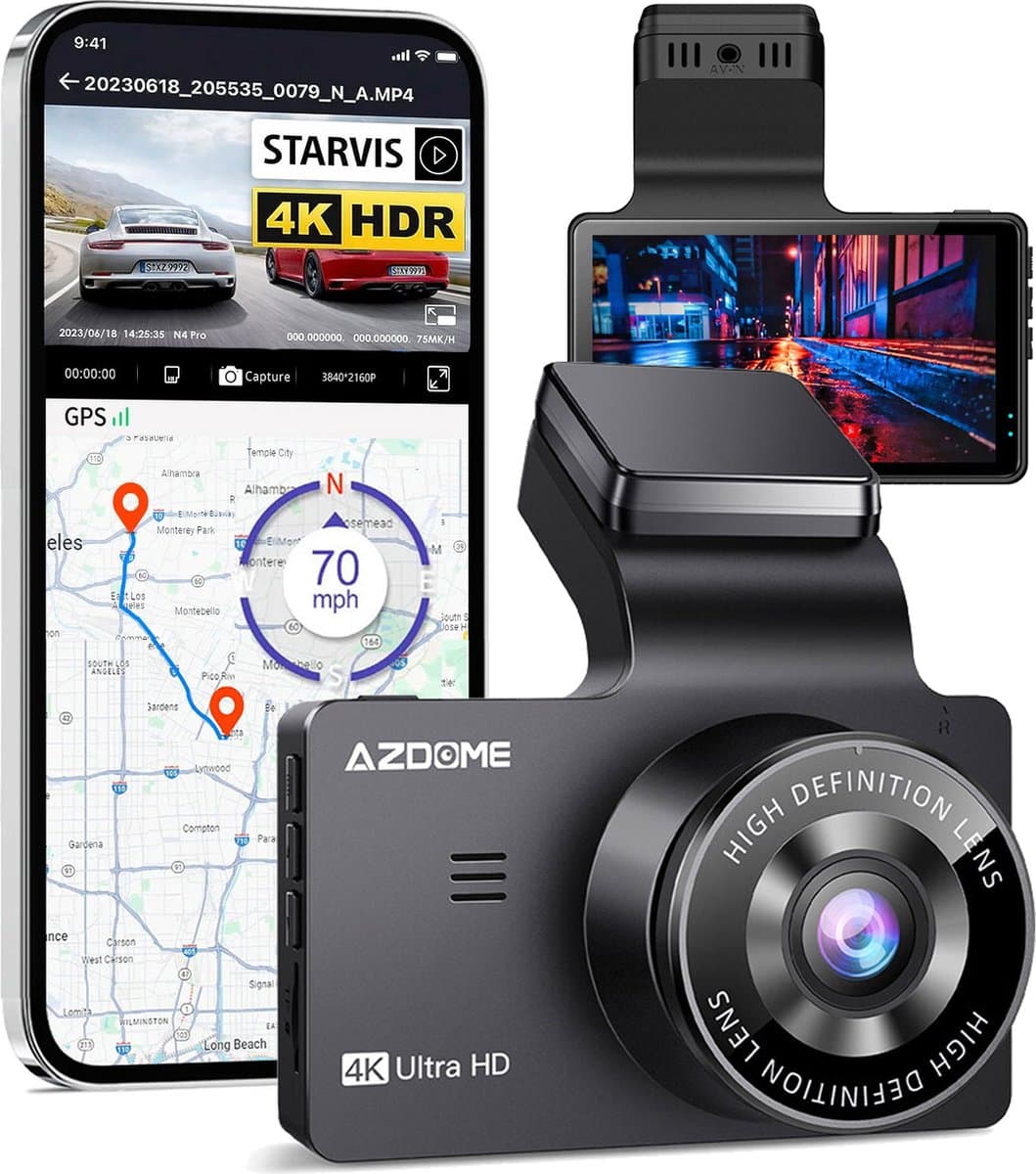 AZDome M63 Pro 1CH dashcam - 2023 model - Ultra 4K resolutie - Wifi - Gps - Parkeerstand - 64gb Micro SD - 3.0 inch Lcd - dashcam voor auto — afbeelding 1