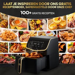 AG Airfryer XXL Premium- Luchtfriteuse - Anti-aanbak - Tot 8 personen- Uitneembare Bak - Vaatwasserbestendig - Met Receptenboek - Extreem Stil- Snelkooktechnologie - Digitaal Display - Tot 200°C - 8 Voorgeprogrammeerde standen. 5.5L Zwart — thumbnail 4