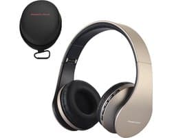 PowerLocus P1 Bluetooth Koptelefoon – Draadloos – Over Ear – Met Microfoon – Inklapbaar - incl. Hoes – Goud