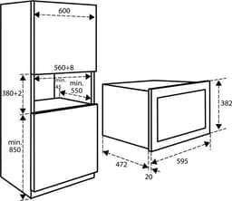 Inventum IMC3834GT - Inbouw combi-oven - Hetelucht - Magnetron - Grill - 34 liter - 38 cm hoog - Tot 220 graden - Zwart/RVS — thumbnail 2
