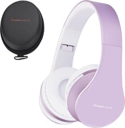 PowerLocus P1 Bluetooth Koptelefoon – Draadloos – Over Ear – Met Microfoon – Inklapbaar - incl. Hoes – Wit/Paars — thumbnail 1