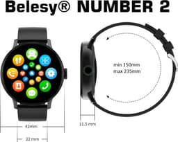 Belesy® NUMBER 2 - Smartwatch Heren – Smartwatch Dames - Horloge – Stappenteller – Calorieën - Hartslag – Sporten - Splitscreen - Kleurenscherm - Full Touch - Bluetooth Bellen – Staal – Milanees - Goud - Moederdag — thumbnail 18