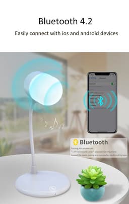 PriFri - 3 in 1 draadloze oplader, Bluetooth luidspreker, LED lamp, Wit — thumbnail 4
