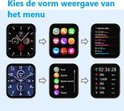 Belesy® Retina X - Smartwatch Dames - Smartwatch Heren - Horloge - 1.78 inch - Kleurenscherm - Full Touch - Stappenteller - Multi Sport - Multi Watchfaces - Maak je eigen wijzerplaat functie - Siliconen - Zwart - Moederdag — thumbnail 18