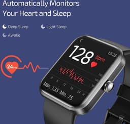 Smartwatch Dames Heren en Kinderen - Watch geschikt voor Android/ iOs - Zwart — thumbnail 6