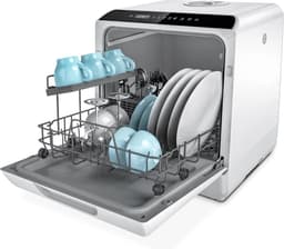 Mini Afwasmachine Tafelmodel - 43 cm Breed - Gebruik Met en Zonder Wateraansluiting - Ruimte voor 4 Besteksets - Ideaal voor Kamperen - Energieklasse F - Wit — thumbnail 1