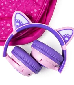 PowerLocus Bobo - Draadloze Koptelefoon voor Kinderen - Bluetooth koptelefoon - 74/85/94dB Volumebegrenzing - Katten Oortjes - Led Verlichting - Paars/Roze — thumbnail 11
