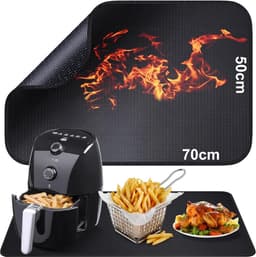 Hittebestendige Vuurvaste Siliconen Mat – Bakmat - Antislip Glasvezelmat 50x70 cm – Beschermmat voor Friteuse, Airfryer, Oven & Koffiezetapparaat - Inductie Beschermer - Hittemat - BBQ Mat — thumbnail 1