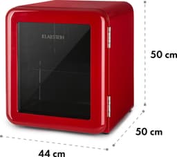 Klarstein PopLife Drankenkoeler - Minibar, Retro Koelkast, 0-10°C, slechts 39 dB, 48 L, milieuvriendelijk, dubbelwandige deur, retro design, rood — thumbnail 3