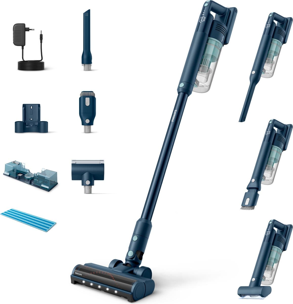 Philips Steelstofzuiger met Dweilfunctie XC5141/01 - Zuigmond met LED verlichting - Draadloos - Zonder Zak - Handstofzuigerfunctie - Alle Vloertypen - Lichtgewicht — afbeelding 1