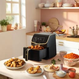 AG Airfryer XXL Premium- Luchtfriteuse - Anti-aanbak - Tot 8 personen- Uitneembare Bak - Vaatwasserbestendig - Met Receptenboek - Extreem Stil- Snelkooktechnologie - Digitaal Display - Tot 200°C - 8 Voorgeprogrammeerde standen. 5.5L Zwart — thumbnail 16