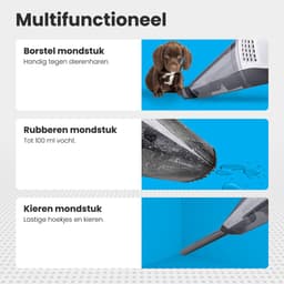 Auronic Kruimeldief - Handstofzuiger - Auto Stofzuiger - Kruimelzuiger - Snoerloos - Nat en Droog - HEPA Filter - Mini Stofzuiger - Donkergrijs - Met Opzetstukken — thumbnail 6