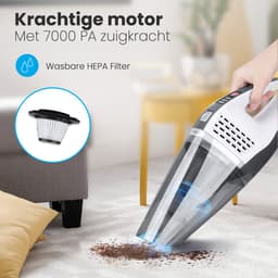 Auronic Kruimeldief - Handstofzuiger - Auto Stofzuiger - Kruimelzuiger - Snoerloos - Nat en Droog - HEPA Filter - Mini Stofzuiger - Donkergrijs - Met Opzetstukken — thumbnail 3