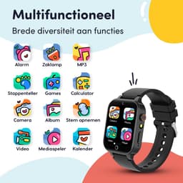 Keebies Smartwatch Kinderen - 5 t/m 12 jaar - Incl. Camera en 26 Kids Spelletjes - 512MB Geheugen - USB Oplaadbaar kinderhorloge - Jongen / Meisje - Zwart — thumbnail 8