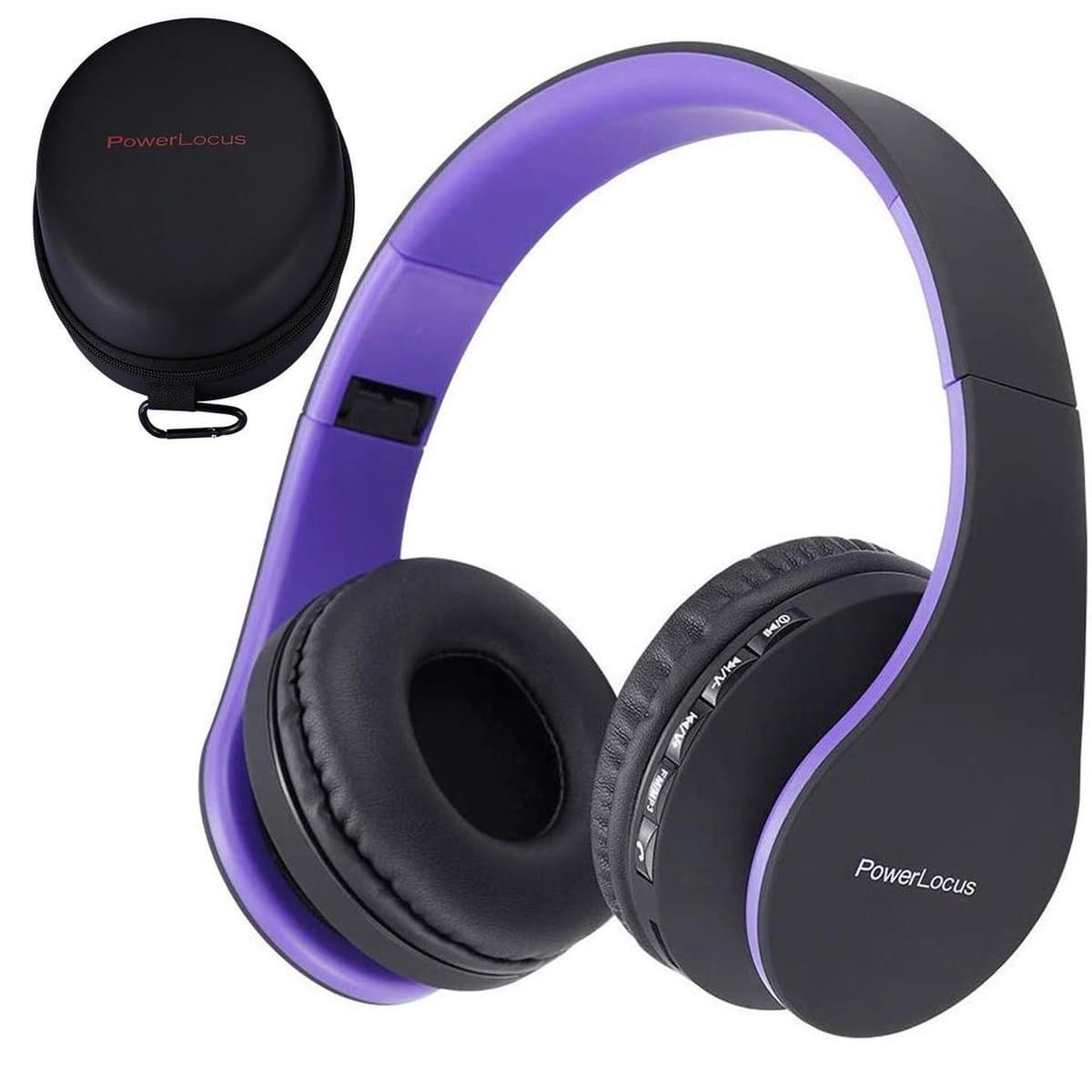 PowerLocus P1 Bluetooth Koptelefoon – Draadloos – Over Ear – Met Microfoon – Inklapbaar - incl. Hoes – Purper — afbeelding 1
