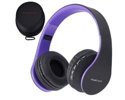 PowerLocus P1 Bluetooth Koptelefoon – Draadloos – Over Ear – Met Microfoon – Inklapbaar - incl. Hoes – Purper